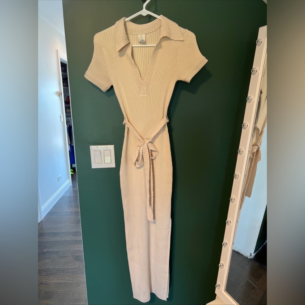 Joie Beige Textured Knit Sweater Dress